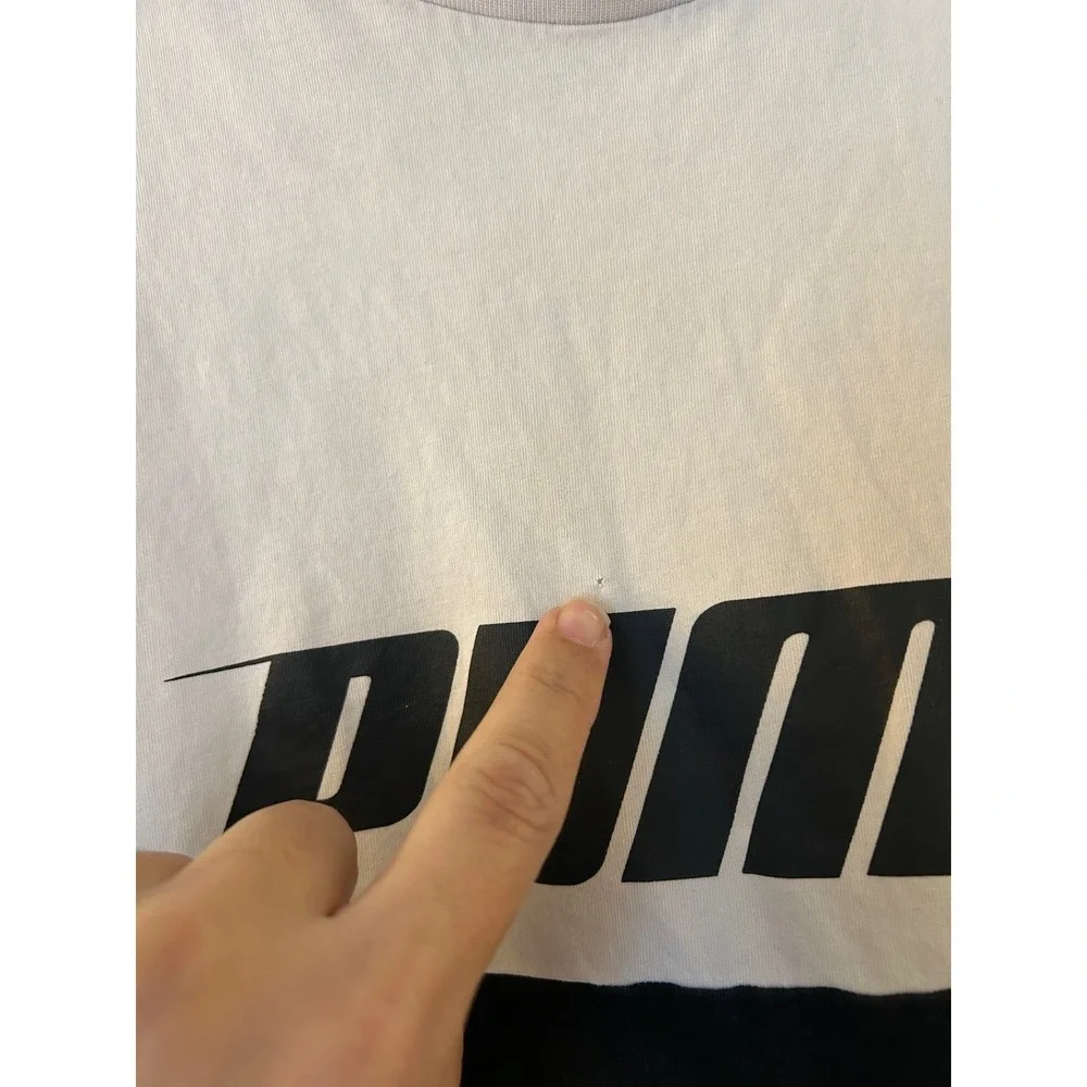 Puma Color‎ Block T Shirt White Black Logo Men's Size Medium - Picture 6 of 9